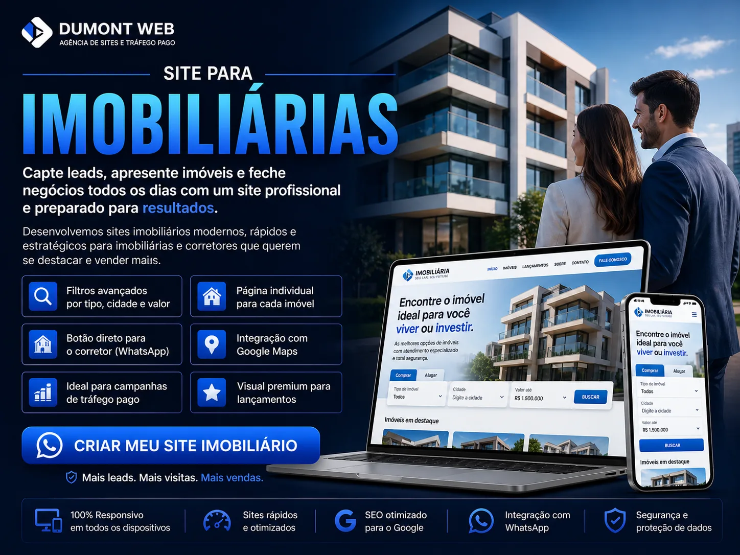 Mockup de Sites para Imobiliárias e Corretores de Imóveis — Dumont Web